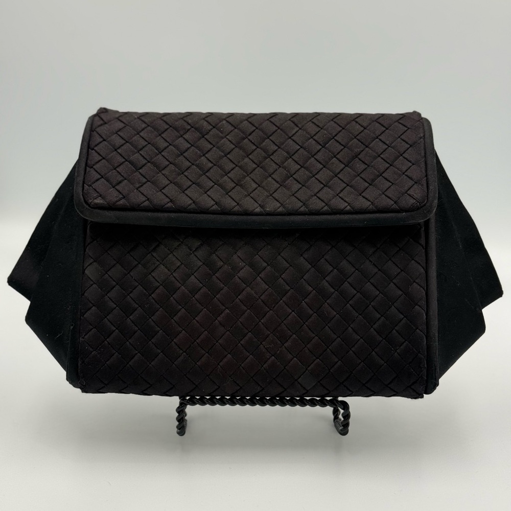Bottega Veneta Vintage Intrecciato Black Woven Satin Bag